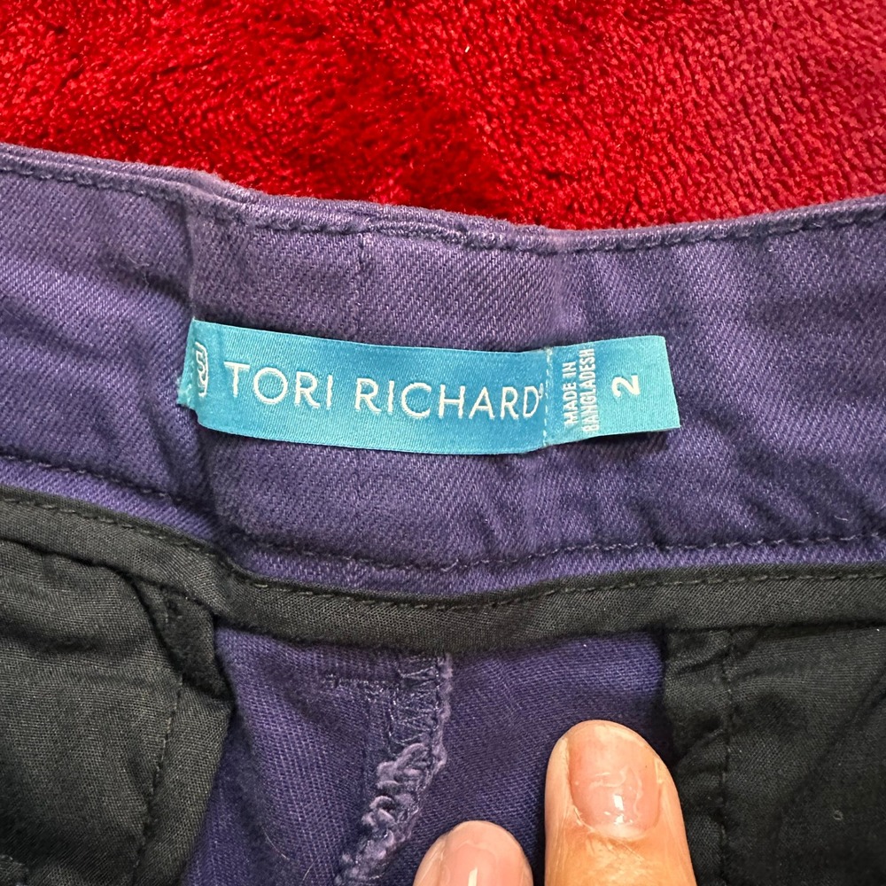 Tori Richard Sandi Denim Twill Shorts Navy Blue Pineapple Logo Size 2 NEW - Picture 6 of 8